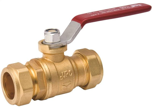 B & K 107-023NL Ball Valve, 1/2 in Connection, Compression, 200 psi Pressure, Manual Actuator, Brass Body