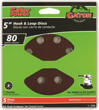 Gator 3724 Sanding Disc, 5 in Dia, 80 Grit, Medium, Aluminum Oxide Abrasive, Vented