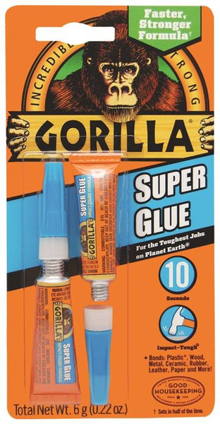 Gorilla 7800109 Super Glue, Liquid, Irritating, Straw/White Water, 3 g Tube