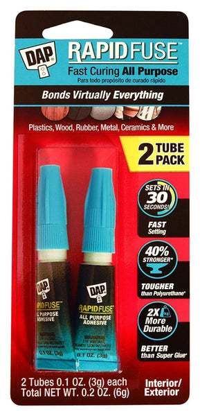 DAP RapidFuse 00158 Adhesive, Clear, 6 g Squeeze Tube