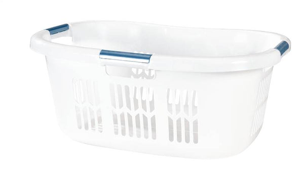 Rubbermaid Hip-Hugger FG299587WHTRB Large Basket, 2.1 bu Capacity, Plastic, White, 1-Compartment