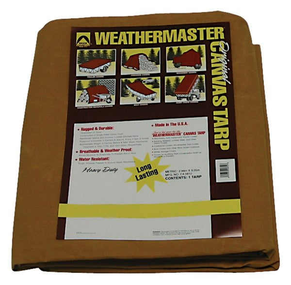 DIZE Weathermaster CA1228D Tarpaulin, 28 ft L, 12 ft W, Canvas, Tan