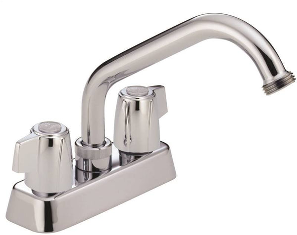 DELTA Classic Series 2131LF Laundry Faucet, 2-Faucet Handle, Brass, Chrome Plated, Deck Mounting, Swivel Spout