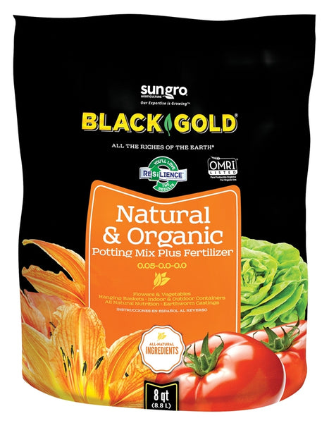 sun gro BLACK GOLD 1402040 8. QT P Potting Mix, Granular, Brown/Earthy, 240 Bag