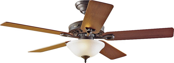 Hunter 53057/22459 Ceiling Fan, 5-Blade, Medium Oak/Walnut Blade, 52 in Sweep, 3-Speed, With Lights: Yes