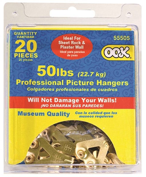 OOK 55505 Picture Hanger, 50 lb, Steel, Brass, Gold