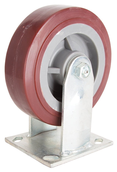 ProSource JC-P05 Rigid Caster, 6 in Dia Wheel, 2 in W Wheel, PU Wheel, Gray, 500 lb, Steel Housing Material