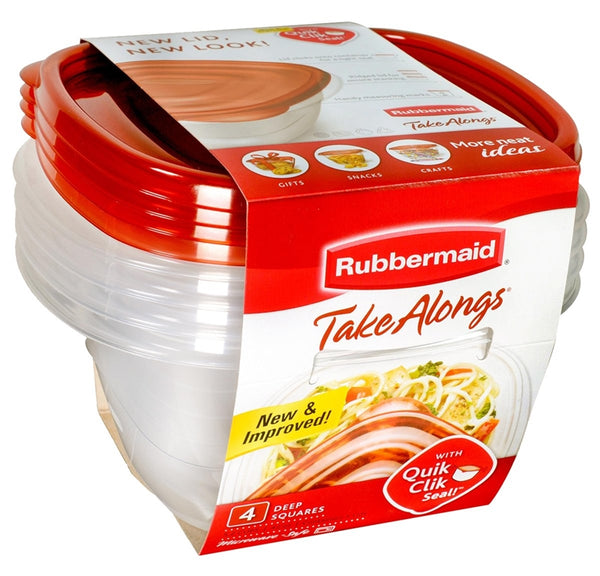 Rubbermaid TakeAlongs 7F54RETCHIL Food Storage Container Set, 5.2 Cups Capacity, Clear