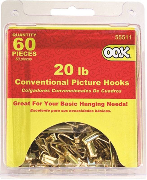 OOK 55511 Conventional Hook, 20 lb, Steel, Zinc