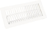 US Hardware V-102WB Floor Register, 9/16 in L, Steel, White