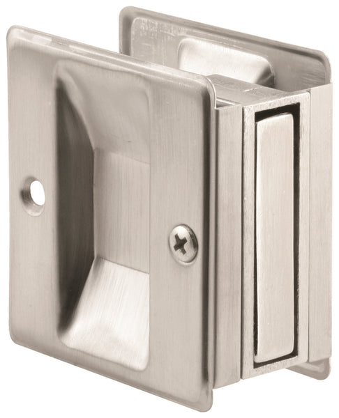 Prime-Line N 7079 Pocket Door Pull, 1-3/8 in W, 2-1/2 in D, 2-3/4 in H, Brass, Satin Chrome