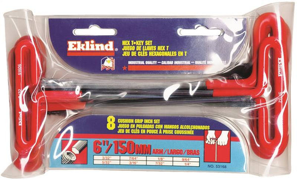 Eklind 53168 Hex T-Key Set, 8-Piece, Steel, Black