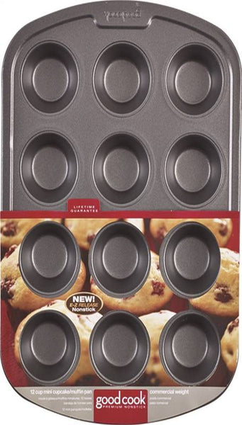 Goodcook 04031 Muffin Pan, Round Impressions, Steel, 12-Compartment, Dishwasher Safe: Yes, 18.3 in L, 11.8 in W