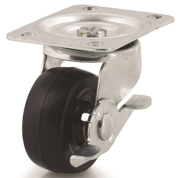 DH CASTERS C-GD25HRSB Swivel Caster, 2-1/2 in Dia Wheel, 1-1/8 in W Wheel, Rubber Wheel, 200 lb