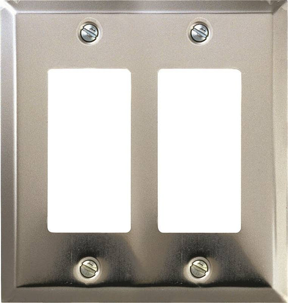 Amerelle 161RR Wallplate, 4-15/16 in L, 4-9/16 in W, 2 -Gang, Steel, Polished Chrome