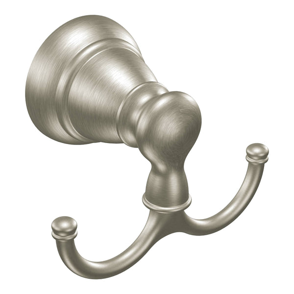 Moen Banbury Series Y2603BN Robe Hook, 35 lb, 2-Hook, Zinc, Brushed Nickel, Wall Mounting