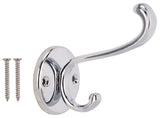 ProSource H-032-CH Coat and Hat Hook, 22 lb, 2-Hook, 1 in Opening, Zinc, Chrome