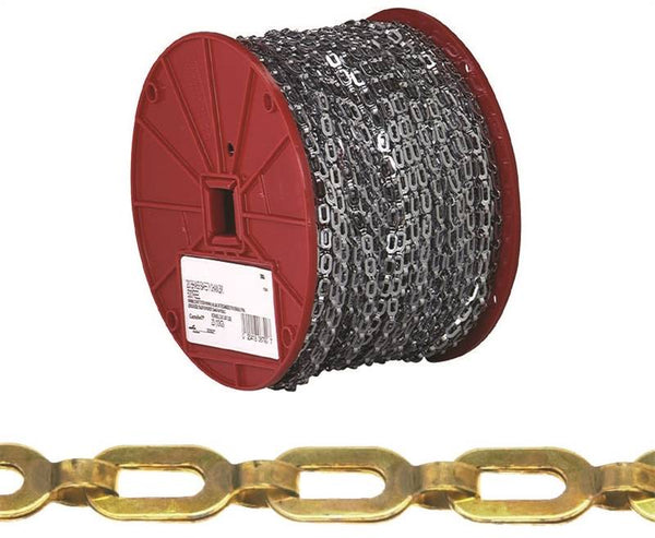 Campbell 072-3817N Plumbers Chain, 1/0, 200 ft L, 35 lb Working Load, Brass, Bright