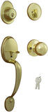 ProSource Handleset, 3 Grade, Keyed Key, Brass, Polished Brass, 2-3/8 x 2-3/4 in Backset, KW1 Keyway