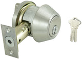 ProSource Deadbolt, 2 Grade, Satin Stainless Steel, 2-3/8 to 2-3/4 in Backset, SC1 Keyway