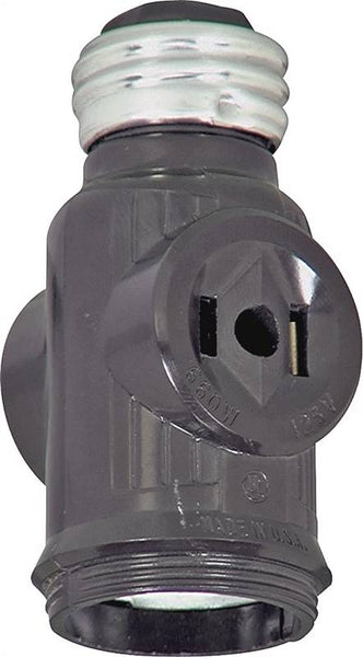 Eaton Wiring Devices BP715B Adapter with Keyless Switch, 660 W, 2-Outlet, Brown