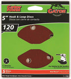 Gator 3783 Sanding Disc, 5 in Dia, 120 Grit, Fine, Aluminum Oxide Abrasive, Vented