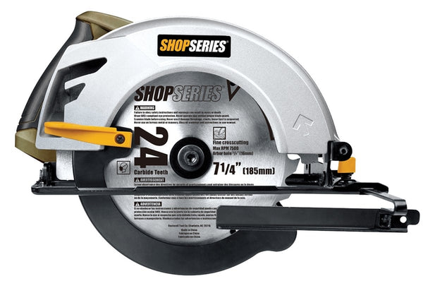 ROCKWELL SS3401 Circular Saw, 12 A, 7-1/4 in Dia Blade, 1-49/64 in at 45 deg, 2-1/2 in at 90 deg D Cutting