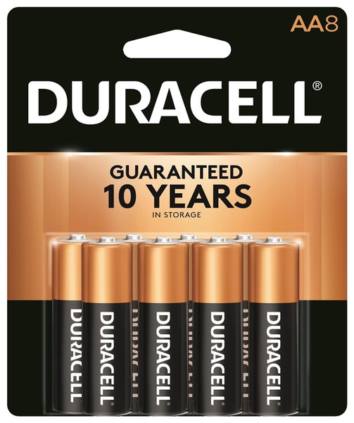 DURACELL COPPERTOP MN15B8ZTSS Battery, 1.5 V Battery, AA Battery, Alkaline, Manganese Dioxide