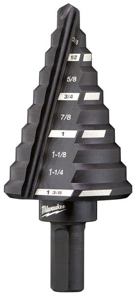 Milwaukee 48-89-9205 #5 Step Drill Bit, 1/4 to 1-3/8 in Dia, 3-3/64 in OAL, Straight Flute, 2-Flute