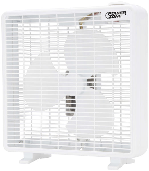 PowerZone F-1022 Box Fan, 120 VAC, 10 in Dia Blade, 3-Blade, 3-Speed, White