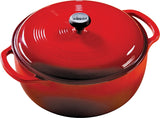 Lodge EC6D43 Dutch Oven, 6 qt Capacity, Iron, Red, Loop Handle