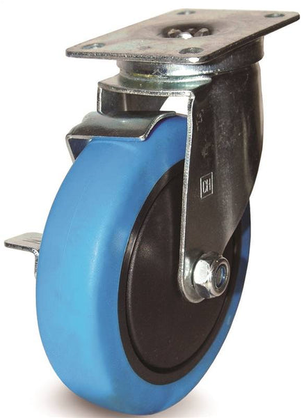 DH CASTERS C-LM35P1BMSB Swivel Caster, 3-1/2 in Dia Wheel, 1-1/4 in W Wheel, Thermoplastic Rubber Wheel, Blue, 220 lb