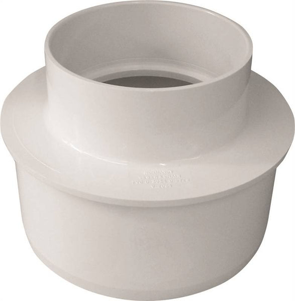 CANPLAS 414226BC Reducing Pipe Bushing, 6 x 4 in, Spigot x Hub, PVC, White