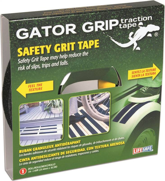 INCOM Gator Grip RE141 Traction Tape, 60 ft L, 1 in W, PVC Backing, Black