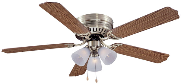 Boston Harbor CF-78049L Ceiling Fan Light Kit, 5-Blade, Antique Brass Housing, 52 in Sweep, MDF Blade, 3-Speed