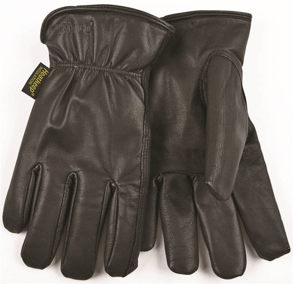 Heatkeep 93HK-L Driver Gloves, Men's, L, 10-1/4 in L, Keystone Thumb, Easy-On Cuff, Goatskin Leather, Black