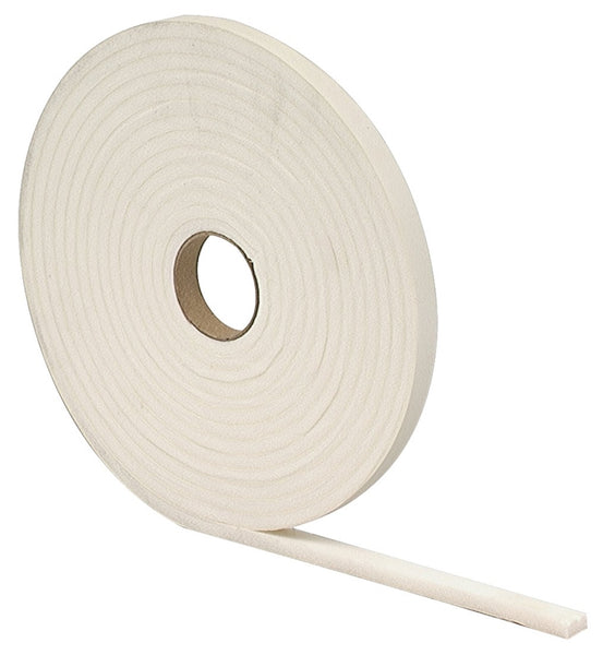 M-D 02758 Foam Tape, 1/2 in W, 17 ft L, 1/4 in Thick, PVC, White