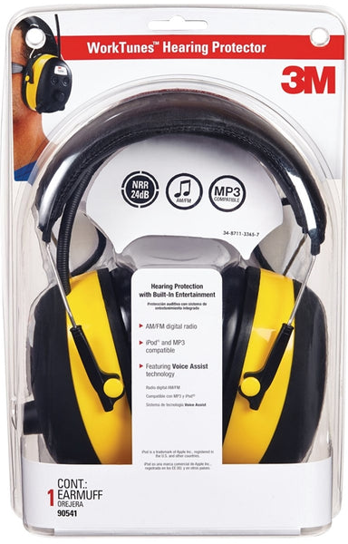 3M TEKK Protection 90541 Ear Muffs, 22 dB NRR, Black/Yellow