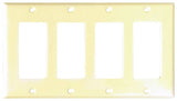 Eaton Cooper Wiring 2164 2164V-BOX Wallplate, 4-1/2 in L, 8.19 in W, 4 -Gang, Thermoset, Ivory, High-Gloss