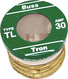 Bussmann BP/TL-30 Plug Fuse, 30 A, 125 V, 10 kA Interrupt, Plastic Body, Time Delay Fuse