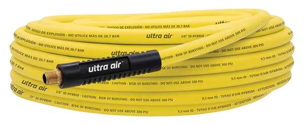 Amflo 575-50A Hybrid Air Hose, 3/8 in ID, 50 ft L, MNPT, 300 psi Pressure, Polymer, Yellow