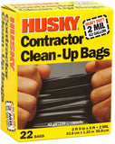 Husky HK42WC022B Contractor Clean-Up Bag, 42 gal Capacity, Poly, Black