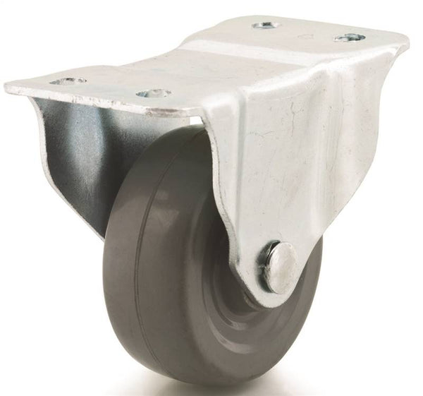 DH CASTERS C-GD30MRR Rigid Caster, 3 in Dia Wheel, 1-1/4 in W Wheel, Rubber Wheel, Gray, 225 lb