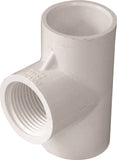 LASCO 402007BC Pipe Tee, 3/4 in, Slip x FPT, PVC, White, SCH 40 Schedule, 480 psi Pressure