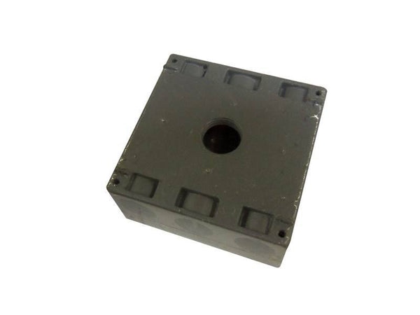 TEDDICO/BWF TGB75-5V Outlet Box, 2 -Gang, 5 -Knockout, 5-3/4 in Knockout, Metal, Gray, Powder-Coated