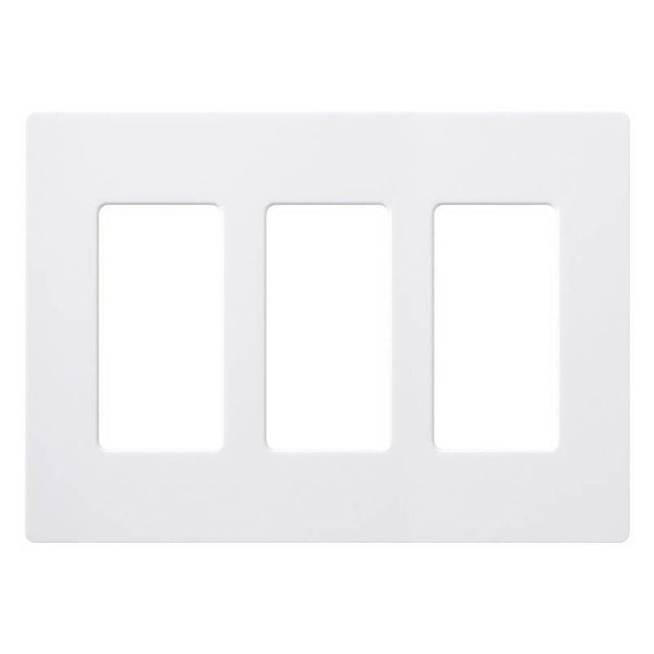 Lutron CW-3B-WH Wallplate, 4.69 in L, 6.56 in W, 3 -Gang, Plastic, White, Gloss