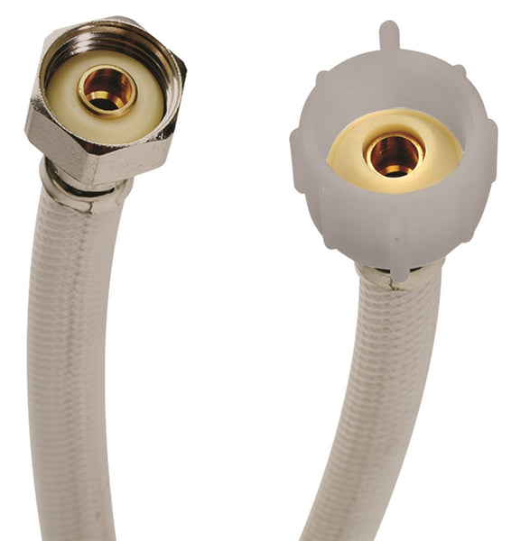 FLUIDMASTER B4TV12 Toilet Connector, 1/2 in Inlet, FIP Inlet, 7/8 in Outlet, Ballcock Outlet, Vinyl Tubing, 12 in L