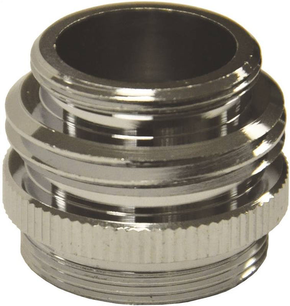 Danco 10513 Hose Adapter, 15/16-27, 55/64-27 x 3/4, 55/64-27 in, Male/Female x GHTM/Male, Brass, Chrome Plated