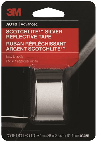Scotchlite 03455 Reflective Safety Tape, 36 in L, 1 in W, Silver