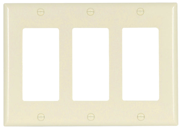 Eaton Cooper Wiring 2163 2163LA-BOX Wallplate, 4-1/2 in L, 6.37 in W, 3 -Gang, Thermoset, Light Almond, High-Gloss